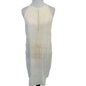 3.1 Phillip Lim Cream Shift Dress Womens XS Cream Large Embroidered Eyelets